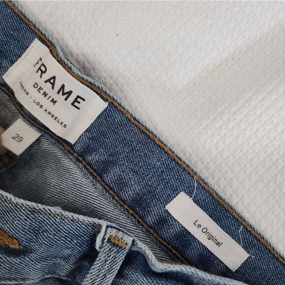 Frame denim le original denim distressed jeans raw hem - Picture 4 of 14